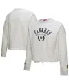 Mitchell & Ness Heather Gray New York Yankees Cropped Toggle Pullover Sweatshirt In Heather Gray