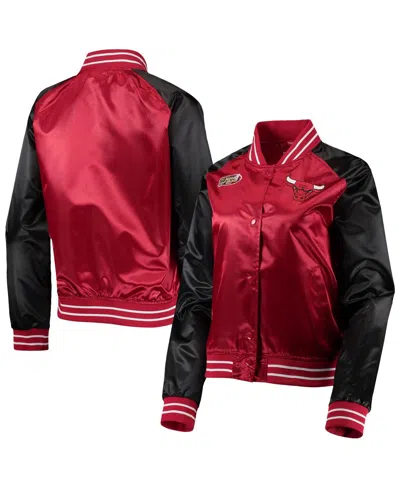 Mitchell & Ness Women's  Red Chicago Bulls Hardwood Classics Raglan Satin Full-snap Jacket
