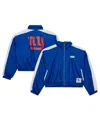 Mitchell & Ness Women's Royal New York Giants Nylon Cropped Full-zip Jacket In Royal