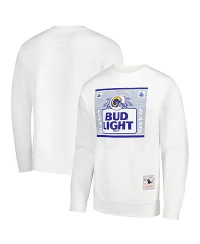 Mitchell & Ness X Bud Light Men's White Los Angeles Rams The Crest Pullover Sweatshirt