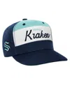 MITCHELL & NESS YOUTH BOYS AND GIRLS MITCHELL & NESS NAVY SEATTLE KRAKEN RETRO SCRIPT COLOR BLOCK ADJUSTABLE HAT