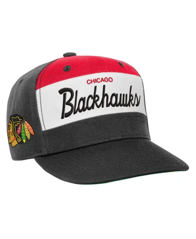 Mitchell & Ness Kids' Youth Boys And Girls  Red Chicago Blackhawks Retro Script Color Block Adjustable Hat In Multi