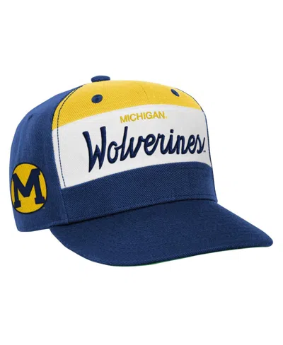 Mitchell & Ness Kids' Youth Boys And Girls  White, Navy Michigan Wolverines Retro Sport Color Block Script In White,navy