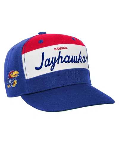 Mitchell & Ness Kids' Youth Boys And Girls  White, Royal Kansas Jayhawks Retro Sport Color Block Script Sna In White,royal