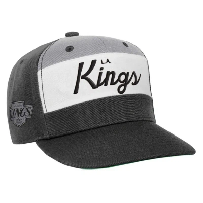 Mitchell & Ness Kids' Youth  Black Los Angeles Kings Retro Script Color Block Adjustable Hat
