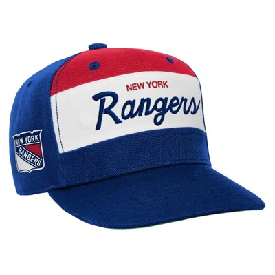Mitchell & Ness Kids' Youth  Blue New York Rangers Retro Script Color Block Adjustable Hat