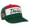 MITCHELL & NESS YOUTH MITCHELL & NESS GREEN/RED NEW JERSEY DEVILS RETRO SCRIPT COLOR BLOCK ADJUSTABLE HAT