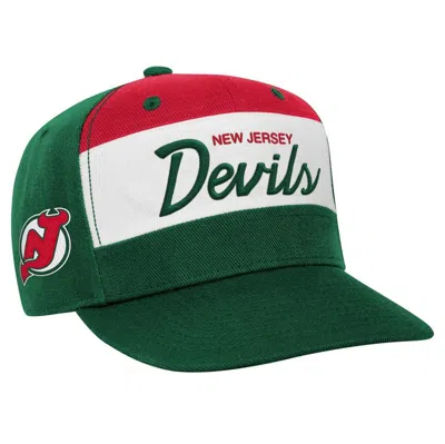 Mitchell & Ness Kids' Youth  Green/red New Jersey Devils Retro Script Color Block Adjustable Hat