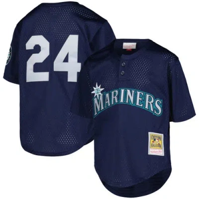 Mitchell & Ness Kids' Youth  Ken Griffey Jr. Navy Seattle Mariners Cooperstown Collection Mesh Batting Prac