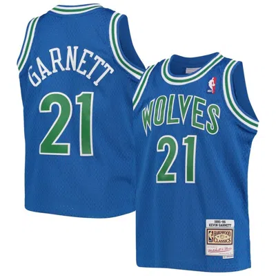 Mitchell & Ness Kids' Youth  Kevin Garnett Blue Minnesota Timberwolves 1995-96 Hardwood Classics Swingman J