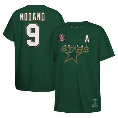 Mitchell & Ness Kids' Youth  Mike Modano Kelly Green Dallas Stars Name & Number T-shirt