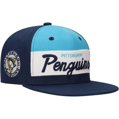 Mitchell & Ness Kids' Youth  Navy/light Blue Pittsburgh Penguins Retro Script Color Block Adjustable Hat