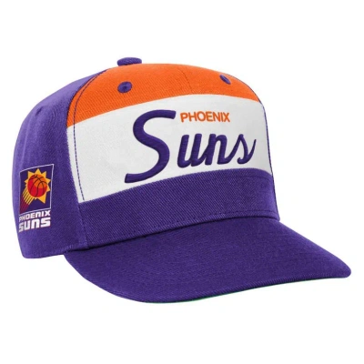 Mitchell & Ness Kids' Youth  White/purple Phoenix Suns Retro Sport Color Block Script Snapback Hat