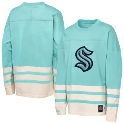 Mitchell & Ness Kids' Youth  Light Blue Seattle Kraken Chainstitch Heavyweight Long Sleeve Top