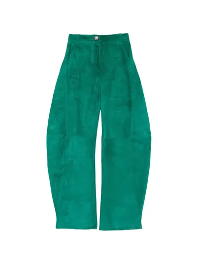Mitiliane Couture Barrel-leg Suede Trousers In Blue