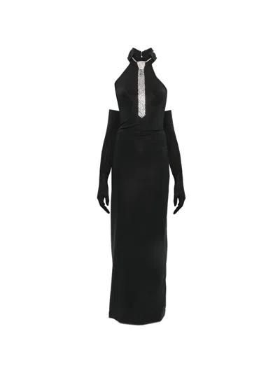 Mitiliane Couture Crystal-embellished Maxi Dress In Black