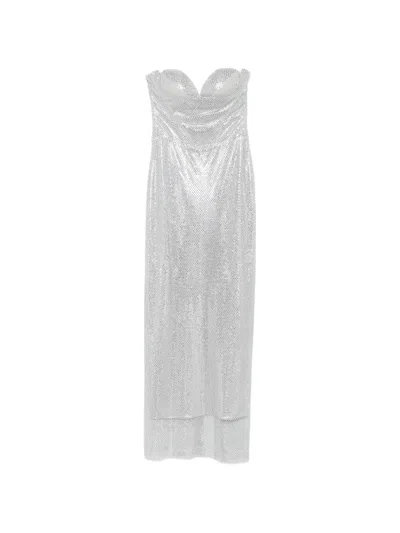Mitiliane Couture Crystal-embellished Mesh Maxi Dress In Silver