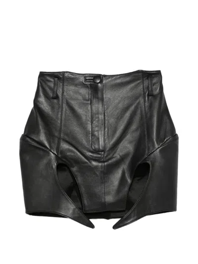 Mitiliane Couture Cut-out Leather Mini Skirt In Black