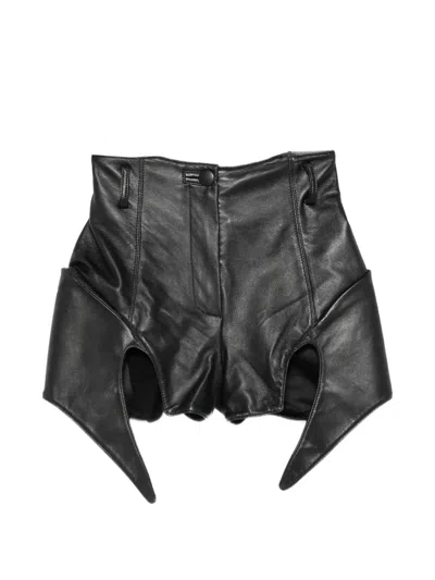 Mitiliane Couture Cut-out Leather Shorts In Black