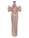 Mitiliane Couture Detachable-corset Sequined Maxi Dress In Gold
