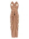 Mitiliane Couture Draped Maxi Dress In Brown