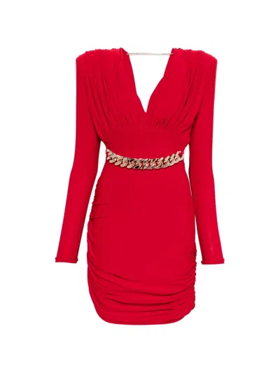 Mitiliane Couture Draped Mini Dress In Red