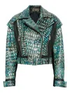Mitiliane Couture Embossed Leather Jacket In Green