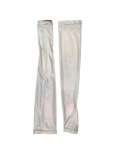 Mitiliane Couture Holographic Fingerless Gloves In Gray
