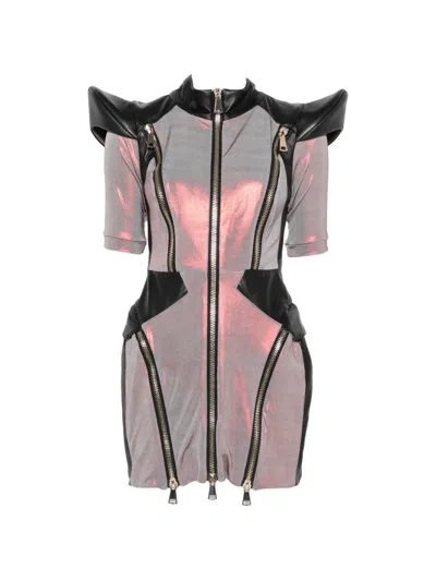 Mitiliane Couture Holographic-effect Zip-detail Mini Dress In Multi
