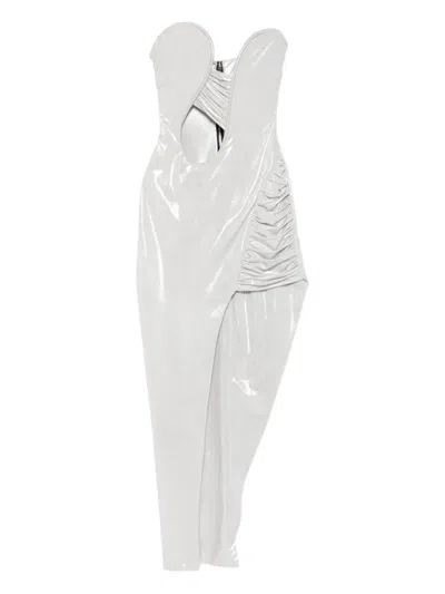 Mitiliane Couture Iridescent Asymmetric Dress In White