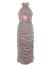 Mitiliane Couture Iridescent Draped Midi Dress In Grey