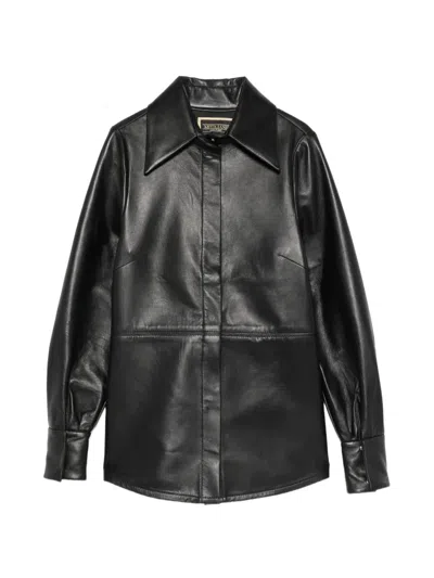 Mitiliane Couture Leather Long-sleeve Shirt In Black