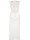 Mitiliane Couture Leather-panelled Silk Maxi Dress In Nude