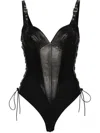 Mitiliane Couture Body Mit Lederbesatz In Schwarz