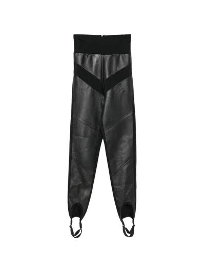 Mitiliane Couture Leather-panelled Stirrup Leggings In Black
