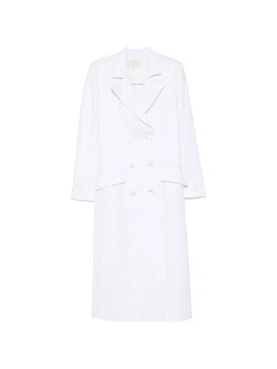 Mitiliane Couture Peaked-lapel Double-breasted Coat In White
