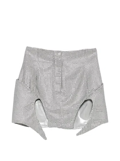Mitiliane Couture Rhinestone-embellished Cut-out Mini Skirt In Gray