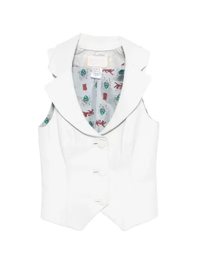 Mitiliane Couture Shawl-collar Leather Vest In White
