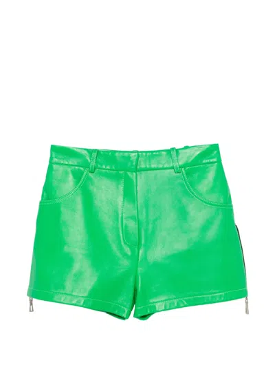 Mitiliane Couture Zip-detail Leather Shorts In Green