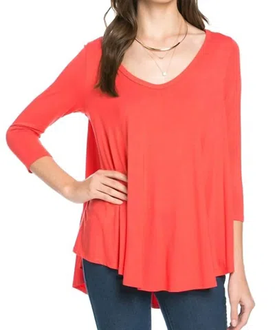 Mittoshop 3/4 Sleeve Bamboo Swing Top In Coral In Red