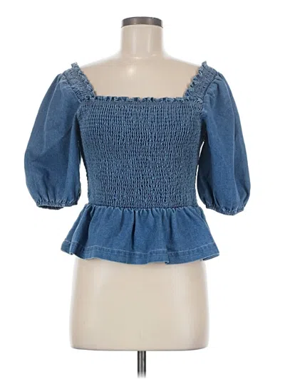 Pre-owned Mittoshop 3/4 Sleeve Blouse In Blue