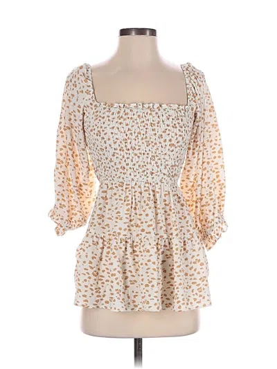 Pre-owned Mittoshop 3/4 Sleeve Blouse In White