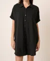 Mittoshop Airflow Lightweight Button Down Shirt Dress In Black In Black