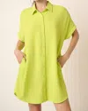 Mittoshop Airflow Lightweight Button Down Shirt Dress In Lime In Green