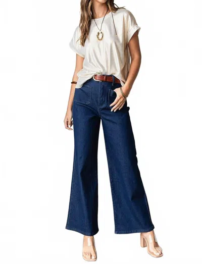 Mittoshop Angie Wide Leg High Waist Denim Pant In Blue