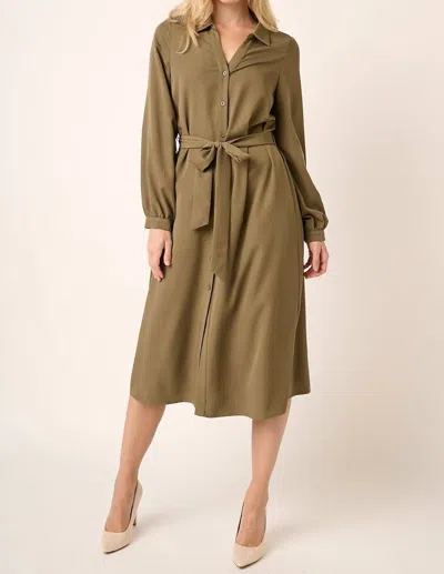 Mittoshop Anna Shirt Dress In Olive In Green