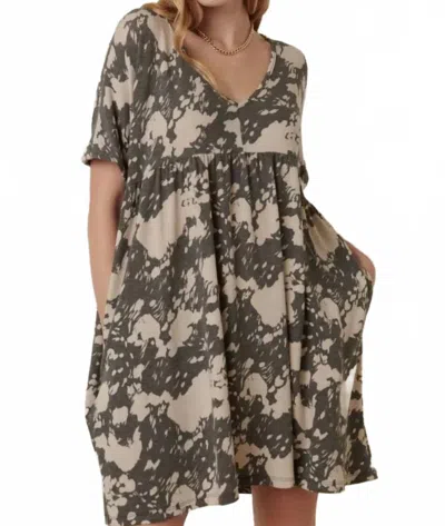 Mittoshop Babydoll Mini Dress In Abstract Print In Multi