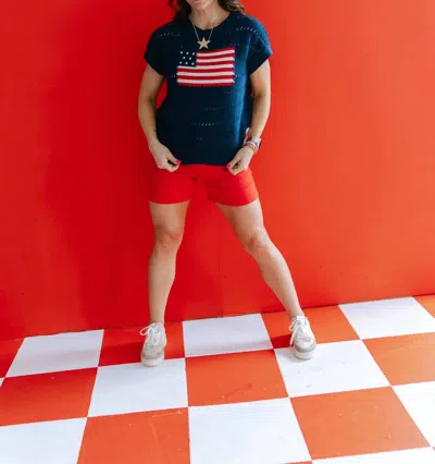 Mittoshop Bailey Knit Flag Top In Navy In Blue