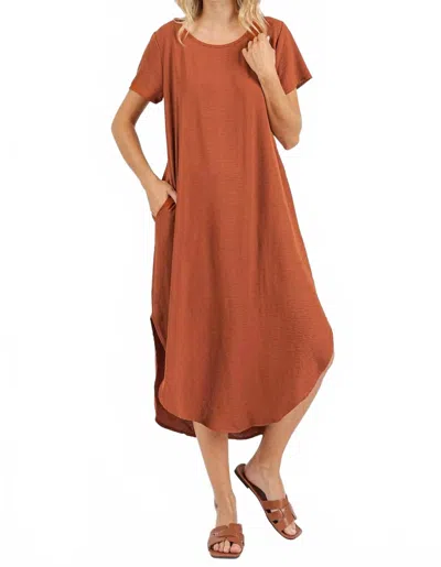 Mittoshop Belle Short Sleeve Midi Dress In Copper In Orange