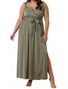 Mittoshop Bodacious Curvy Maxi Dress In Olive In Multi